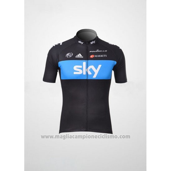 2012 Abbigliamento Ciclismo Sky Nero e Celeste Manica Corta e Salopette